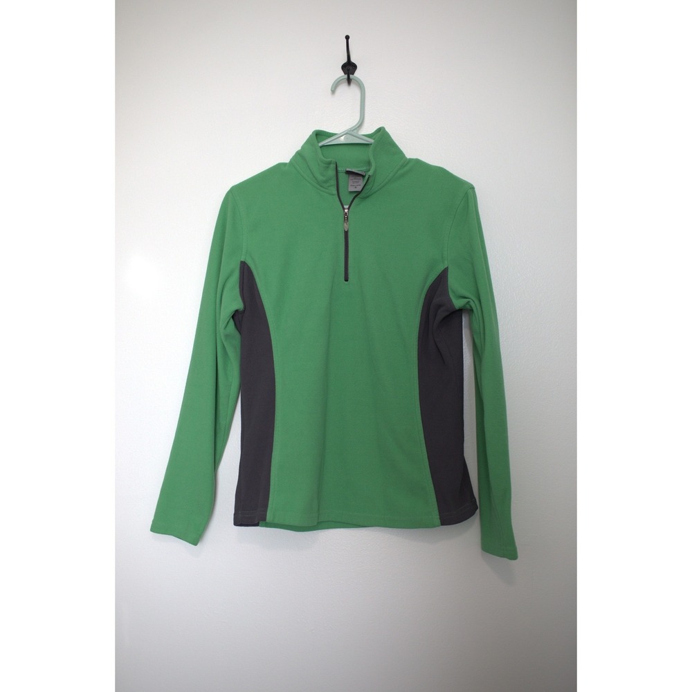 Champion Duo Dry Womens Green Grey Quarter Zip Fleece Pullover Jacket Size M